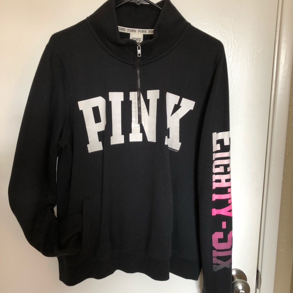 Black Quarter Zip Pink Sweatshirt
